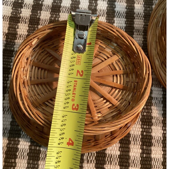 Cute Natural Color Kitty Cat Kitten Woven Basket Removable Lid Red Button Eyes - Picture 11 of 14